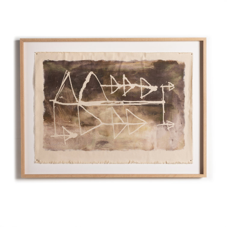 Large Abstract Framed Canvas Print in White Oak