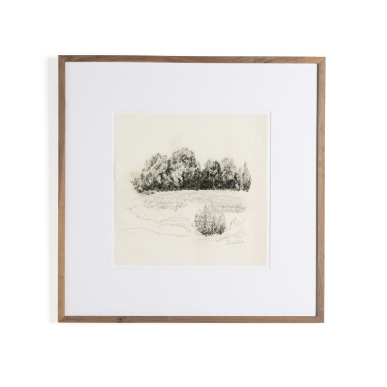Charcoal Landscape Print in Rustic Walnut Frame, 32" x 32"