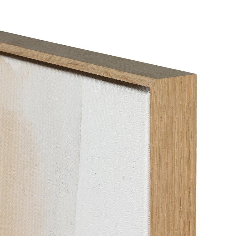 Neutral Abstract Canvas Triptych with Oak Frames