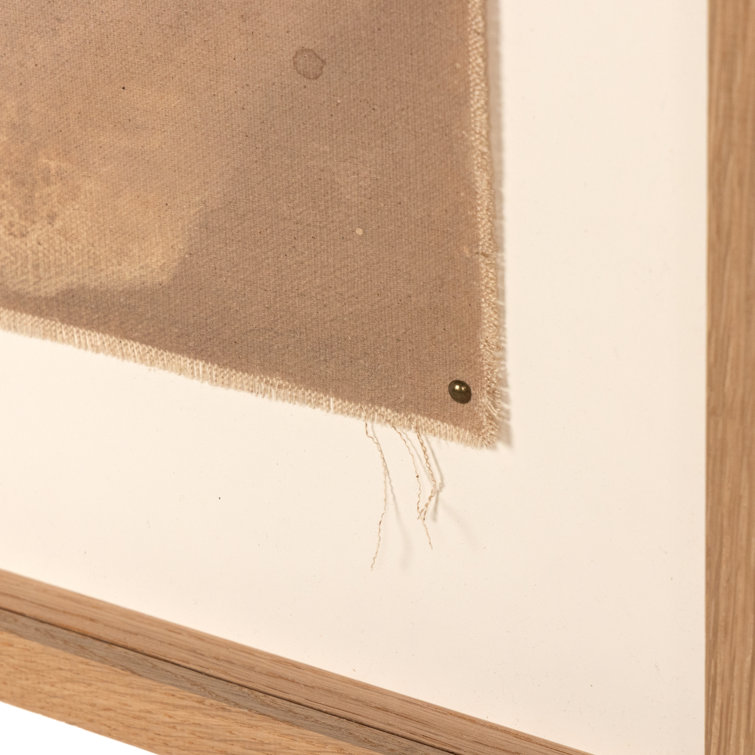 Large Neutral Abstract Canvas Painting with Oak Frame