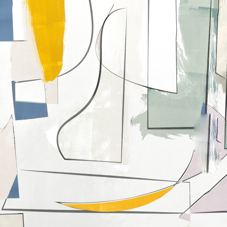 Large Abstract Watercolor Canvas Diptych with White Oak Frame