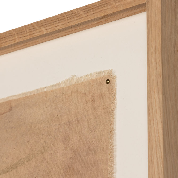 Large Neutral Abstract Canvas Painting with Oak Frame