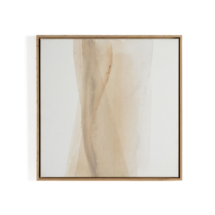 Neutral Abstract Canvas Triptych with Oak Frames