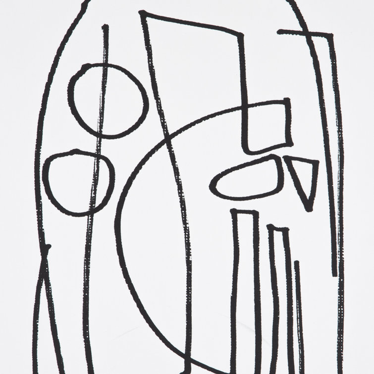 Abstract Black and White Canvas with Natural Wood Frame