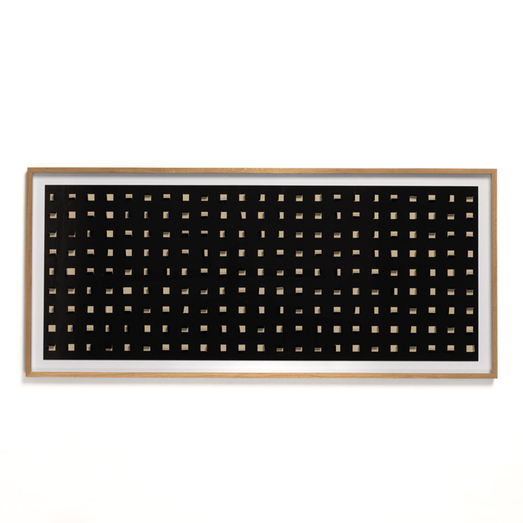 Tan and Black Abstract Canvas Wall Art with Oak Frame