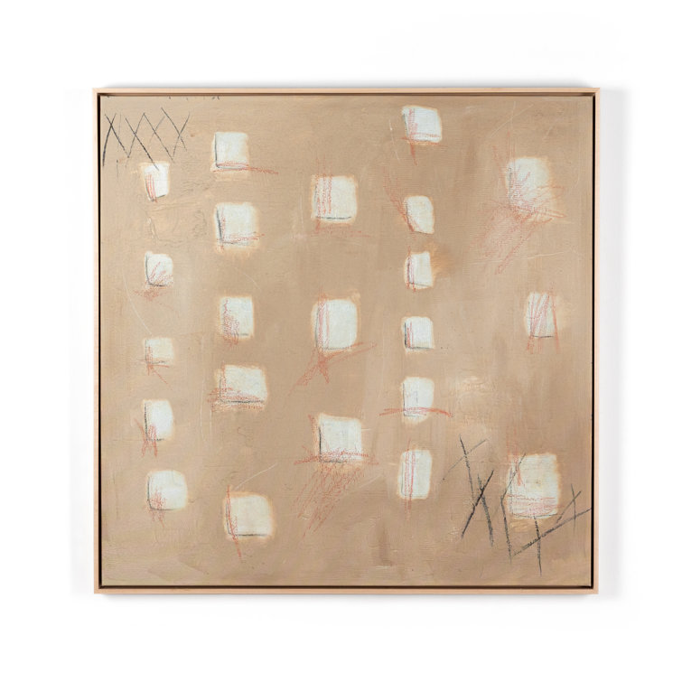 Abstract Natural Maple and Matte Canvas Wall Art, 32" x 32"