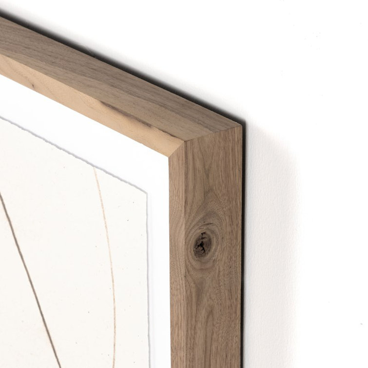 Modern Geometric Linework Wall Art with Walnut Frame