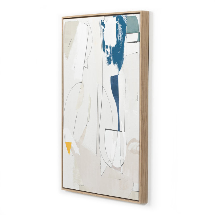 Large Abstract Watercolor Canvas Diptych with White Oak Frame