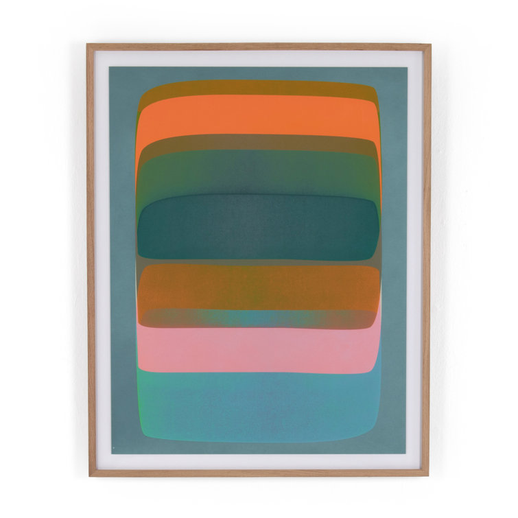 Abstract Multicolor Canvas Print with Natural Oak Frame