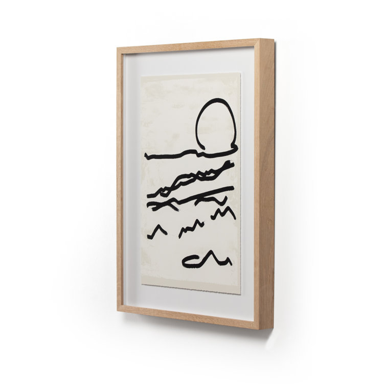 Abstract Black and White Canvas Print with Oak Frame