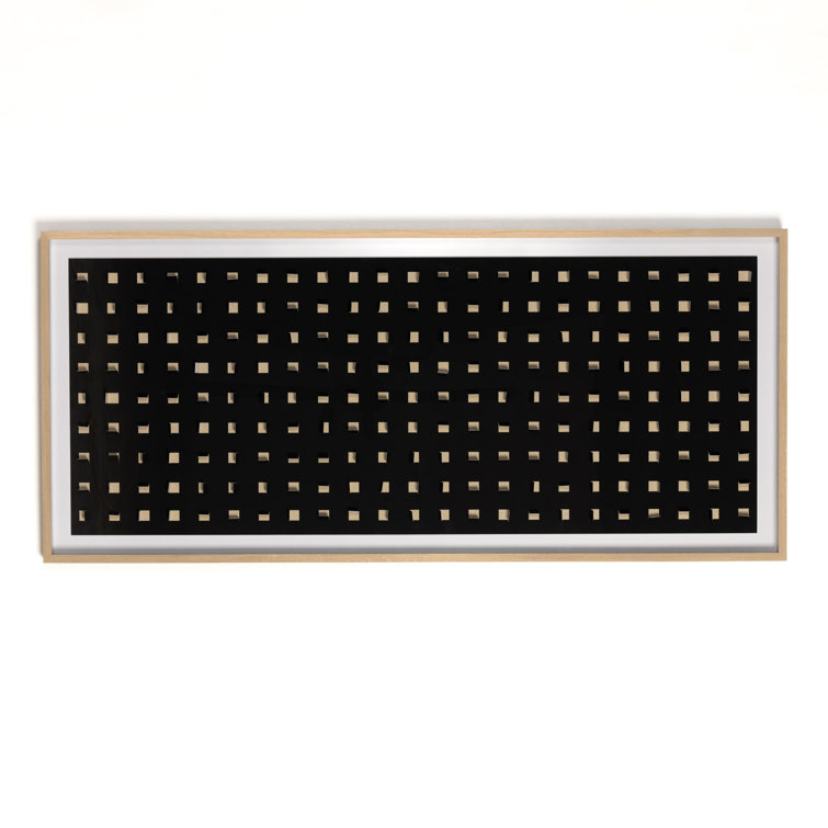 Tan and Black Abstract Canvas Wall Art with Oak Frame
