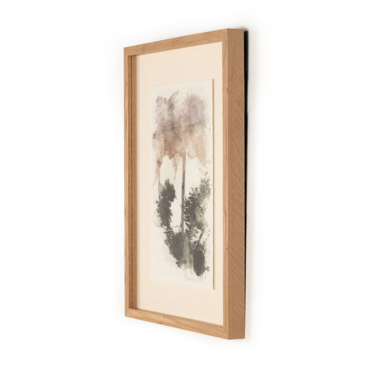 Tree Sketch II Watercolor Painting with Oak Frame