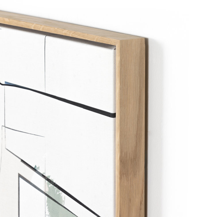 Large Abstract Watercolor Canvas Diptych with White Oak Frame