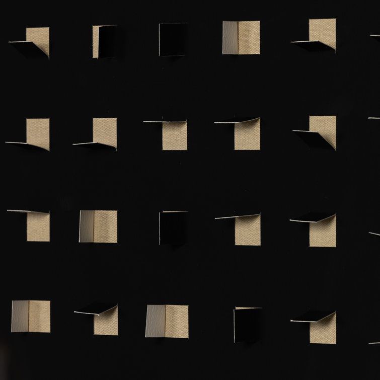 Tan and Black Abstract Canvas Wall Art with Oak Frame