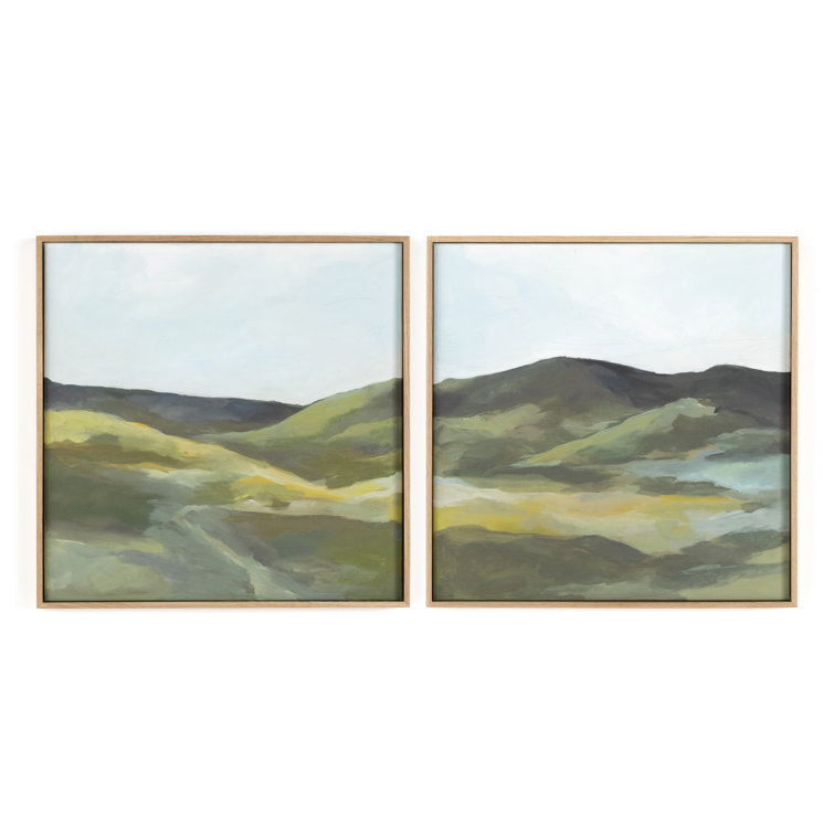 Lauren Fuhr Highlands Diptych Canvas Painting with Oak Frame