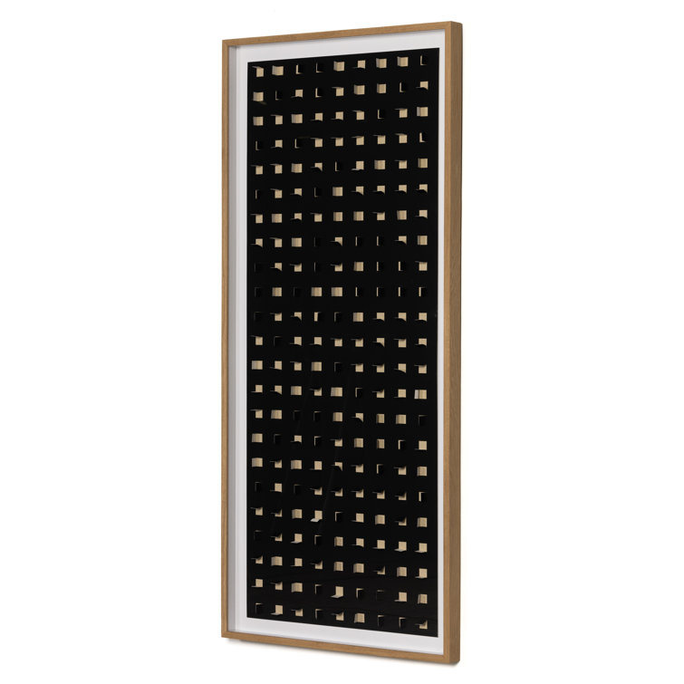 Tan and Black Abstract Canvas Wall Art with Oak Frame