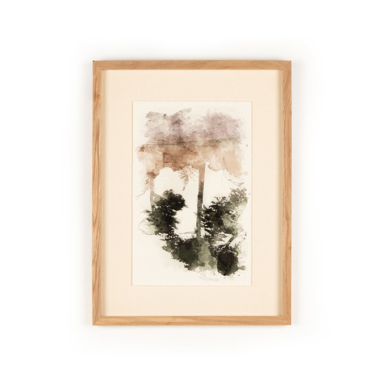 Tree Sketch II Watercolor Painting with Oak Frame