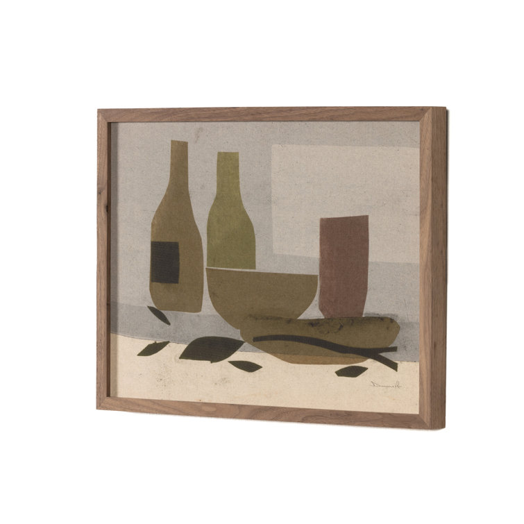 Wine and Olives Mixed Media Canvas Art in Wooden Frame