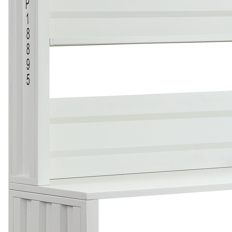 White Wood Writing Desk with Hutch and Drawer