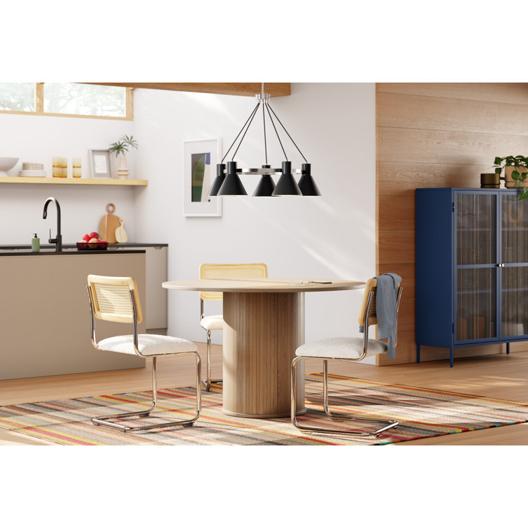 Natural Oak Round Pedestal Dining Table for Four