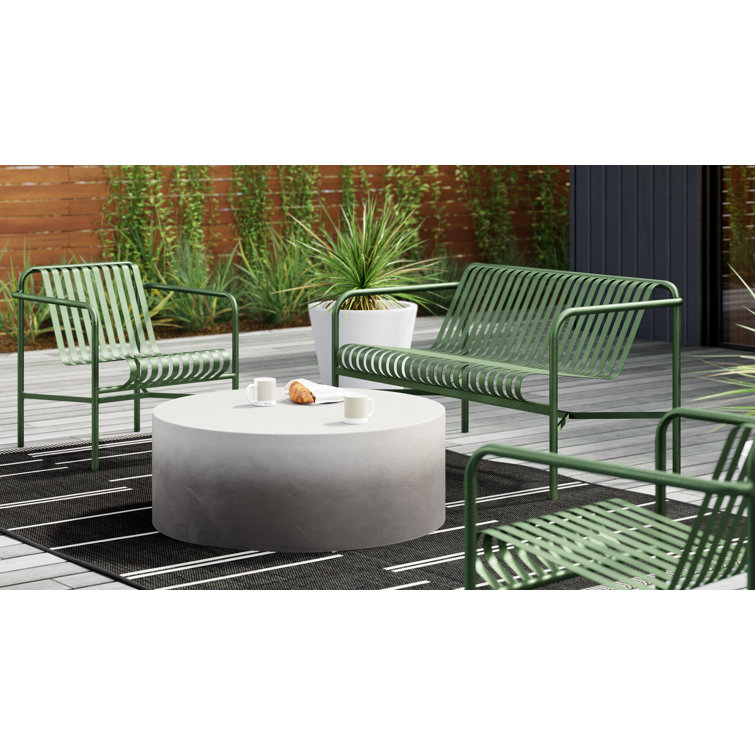 Dark Green Powder Coated Steel Outdoor Armchair