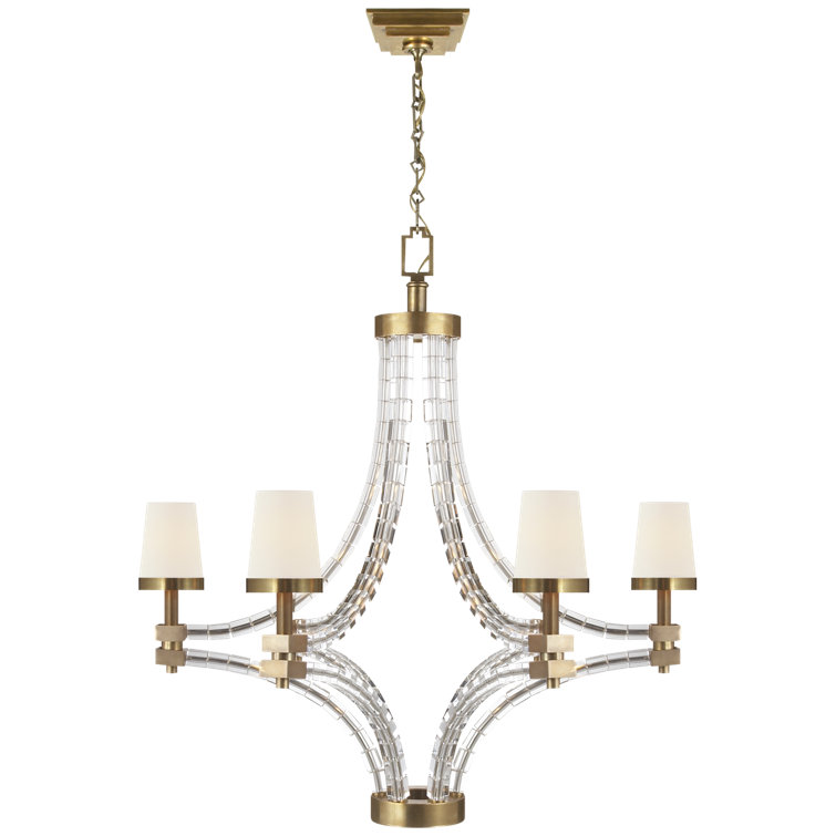 Antique Brass and Crystal 6-Light Candle Chandelier