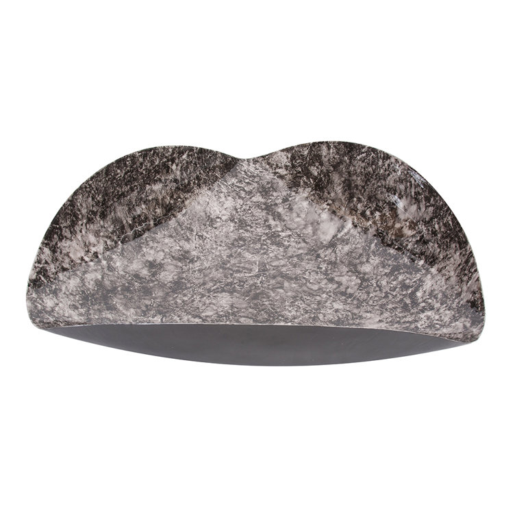 Flared Black Marbled Iron Decorative Plate
