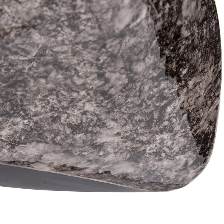 Flared Black Marbled Iron Decorative Plate