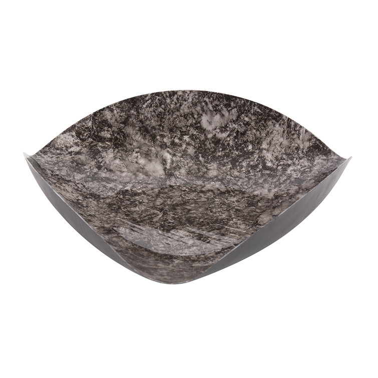 Flared Black Marbled Iron Decorative Plate