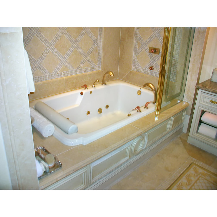 Modern White Acrylic Drop-In Bathtub with Jets