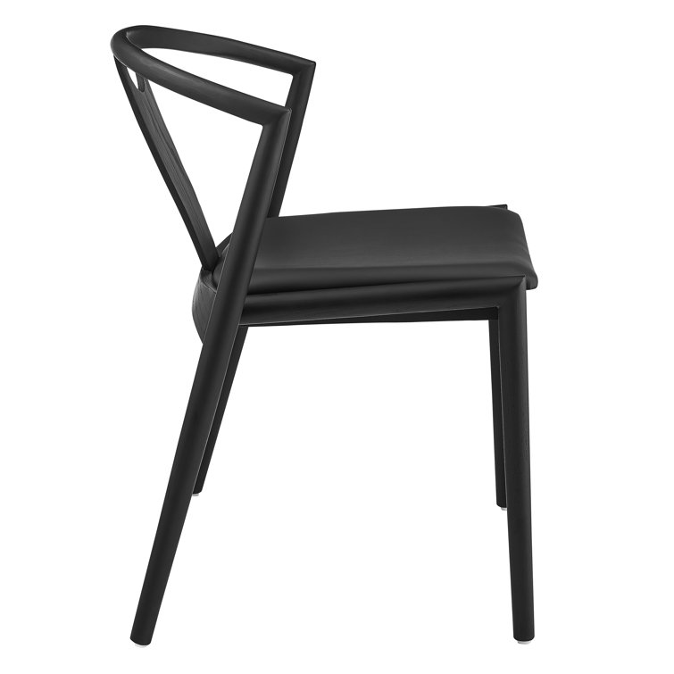 Blanche Black Faux Leather Low-Back Swivel Side Chair