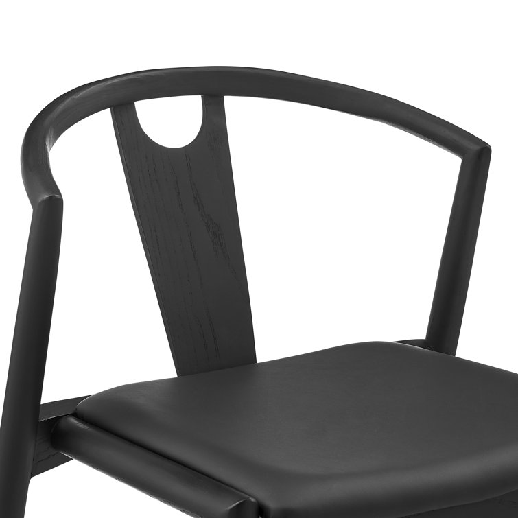 Blanche Black Faux Leather Low-Back Swivel Side Chair