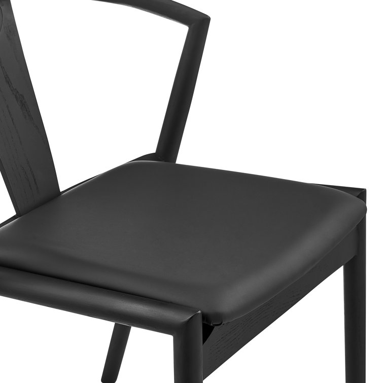 Blanche Black Faux Leather Low-Back Swivel Side Chair