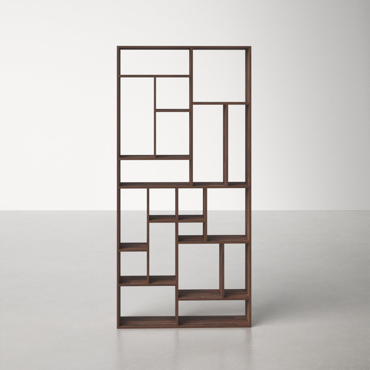 Brown Solid Wood Geometric Cube Bookcase