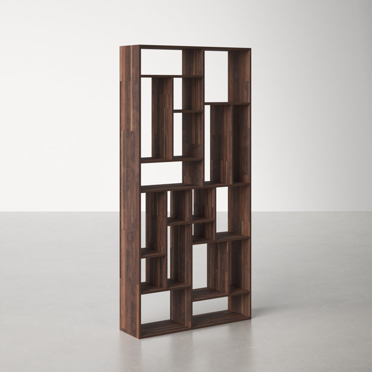 Brown Solid Wood Geometric Cube Bookcase