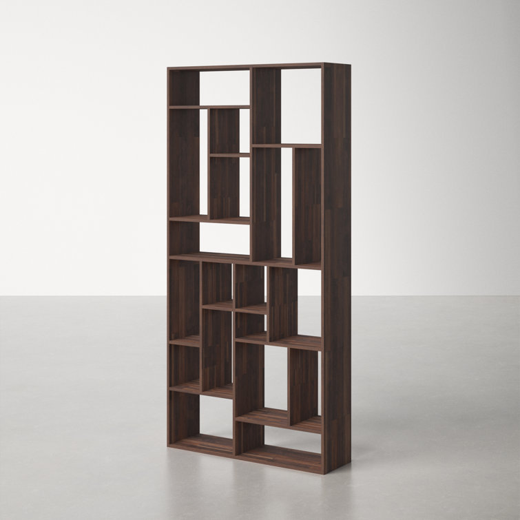 Brown Solid Wood Geometric Cube Bookcase