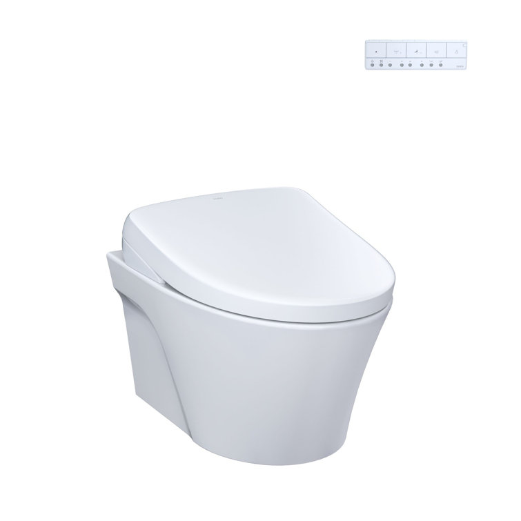 Cotton White Wall-Mounted Elongated Dual Flush Toilet