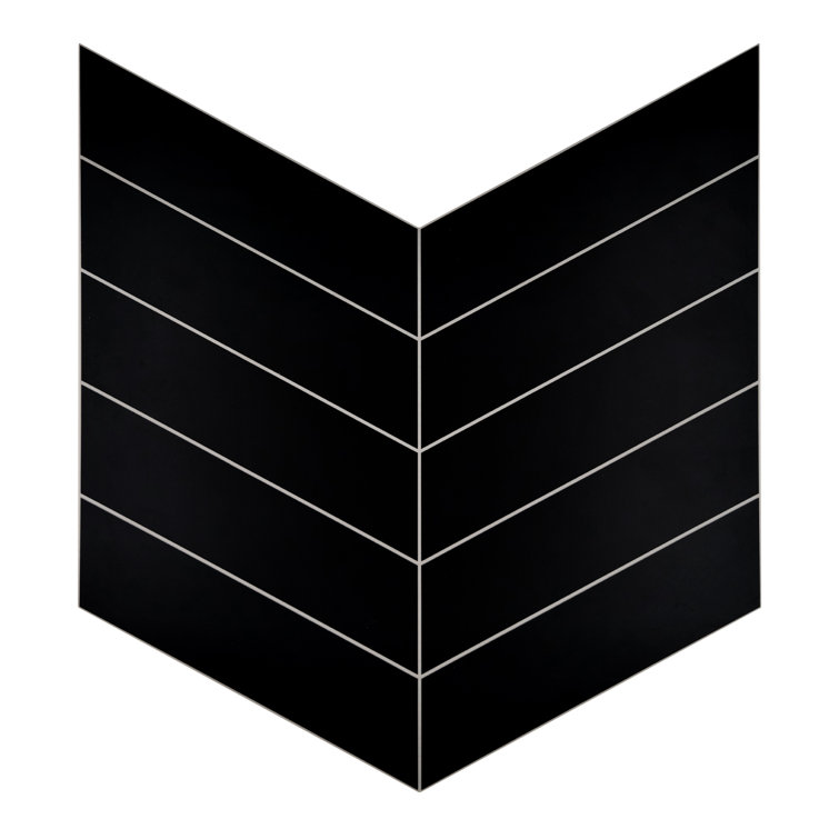 Black Matte Chevron Peel and Stick Mosaic Wall Tile