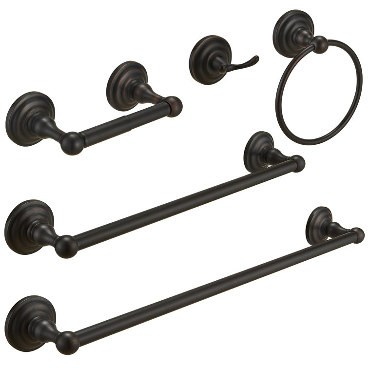 Oil Rubbed Bronze 5-Piece Bathroom Hardware Set