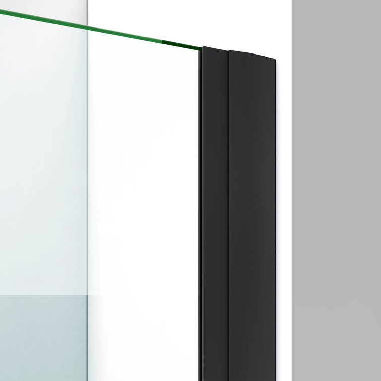 Elegance-LS 59 3/4" Matte Black Frameless Pivot Shower Door with Clear Glass
