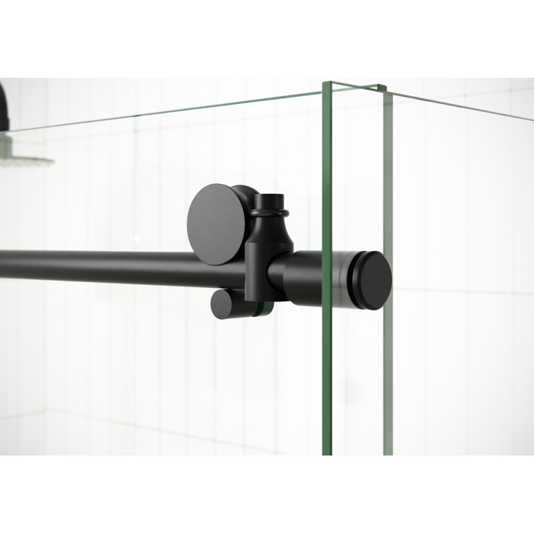 Matte Black Frameless Sliding Glass Shower Enclosure, 48 x 78 inches