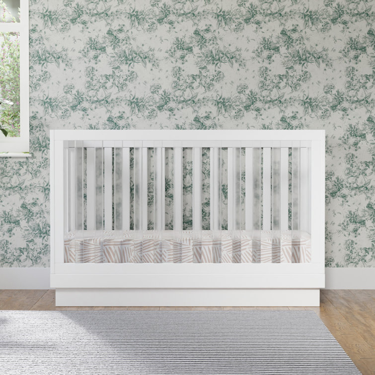Harlow White Acrylic 3-in-1 Convertible Crib with Toddler Bed