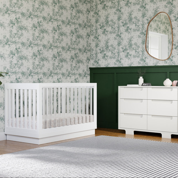 Harlow White Acrylic 3-in-1 Convertible Crib with Toddler Bed
