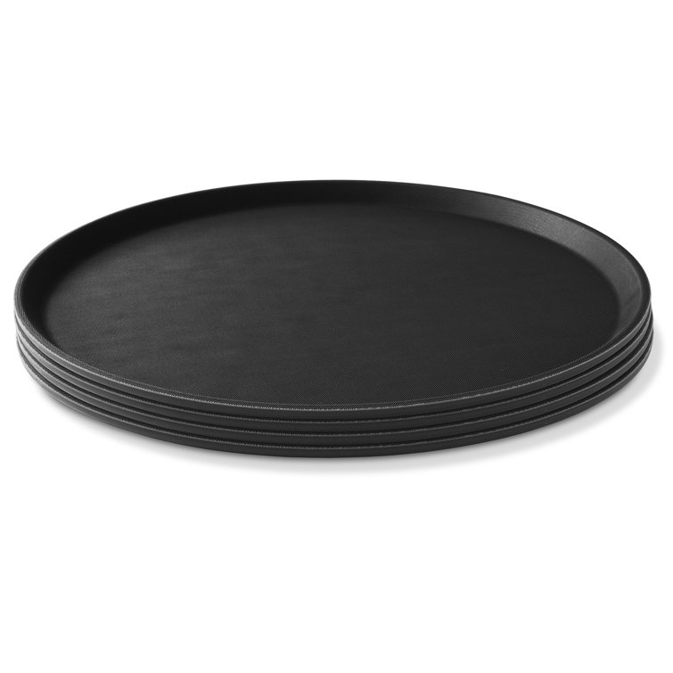 Set of 4 Jubilee 18" Round Black Non-Skid Serving Trays