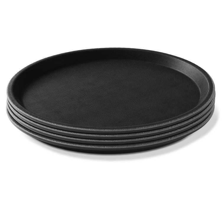 Set of 4 Jubilee 18" Round Black Non-Skid Serving Trays