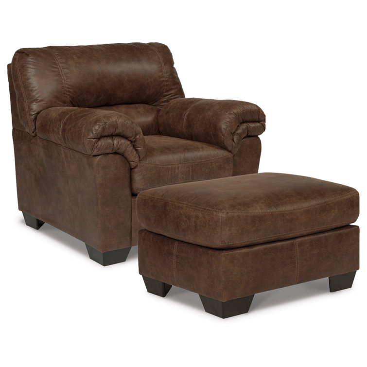 Traditional Bladen Oversized Faux Leather Armchair in Coffee