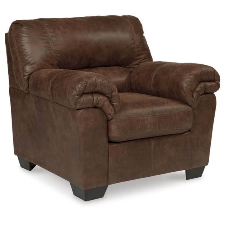 Traditional Bladen Oversized Faux Leather Armchair in Coffee
