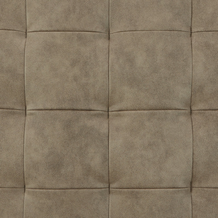 Pebble Beige 44'' Contemporary Faux Leather & Wood Armchair