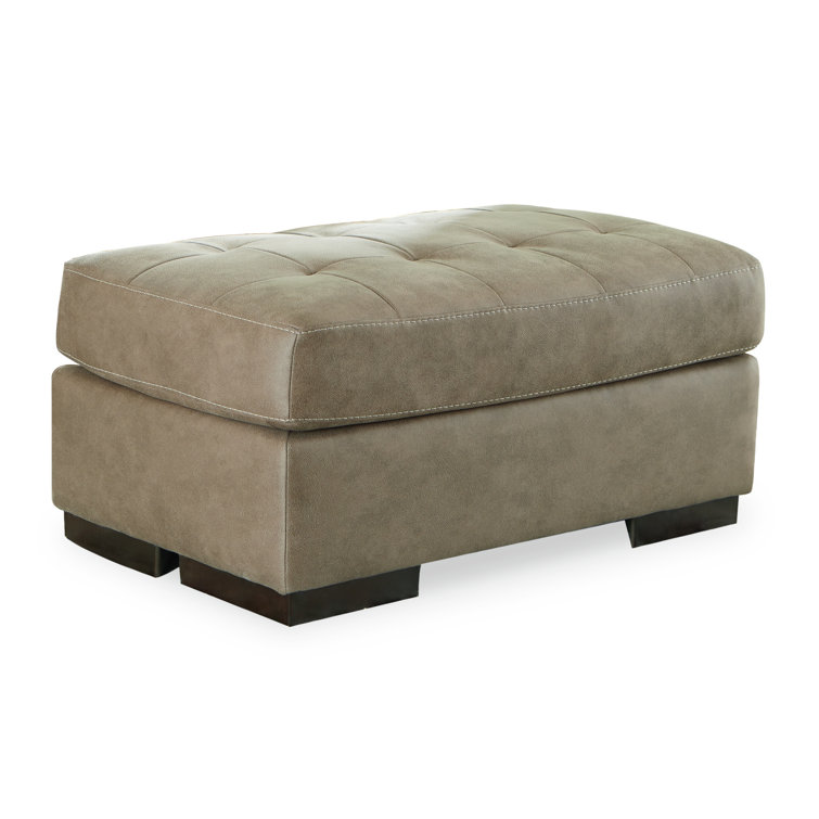 Pebble Beige 44'' Contemporary Faux Leather & Wood Armchair