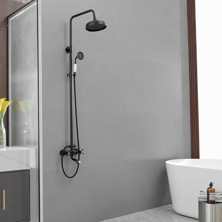 Matte Black Adjustable Height Dual Shower Head System